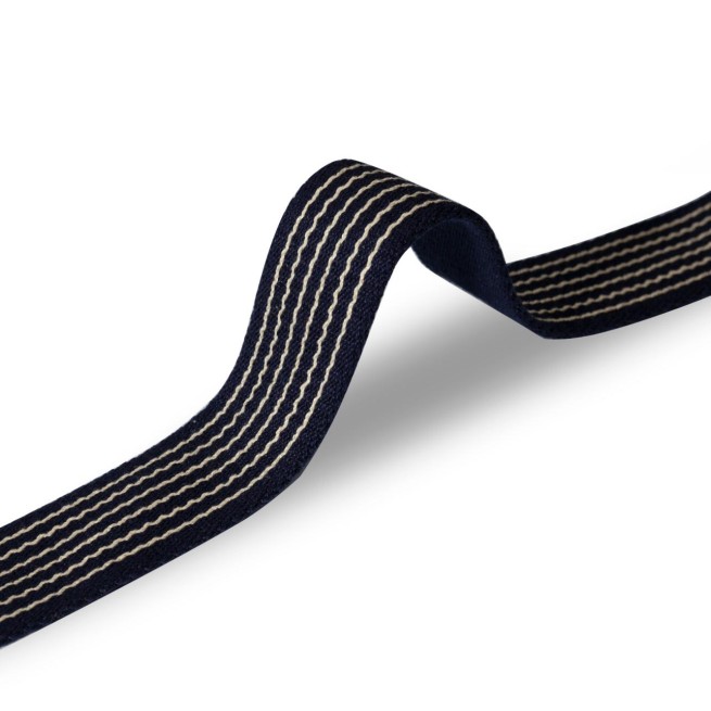 Стрічка ремінна 30 мм х/б DF синя пласка смужка Італія