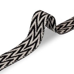 Стрічка ремінна 40 мм х/б ZIGZAG чорний білий Італія