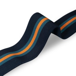 Стрічка ремінна еластична 60 мм синя смужка Італія