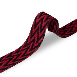 Стрічка ремінна 40 мм х/б ZIGZAG чорний бордо Італія