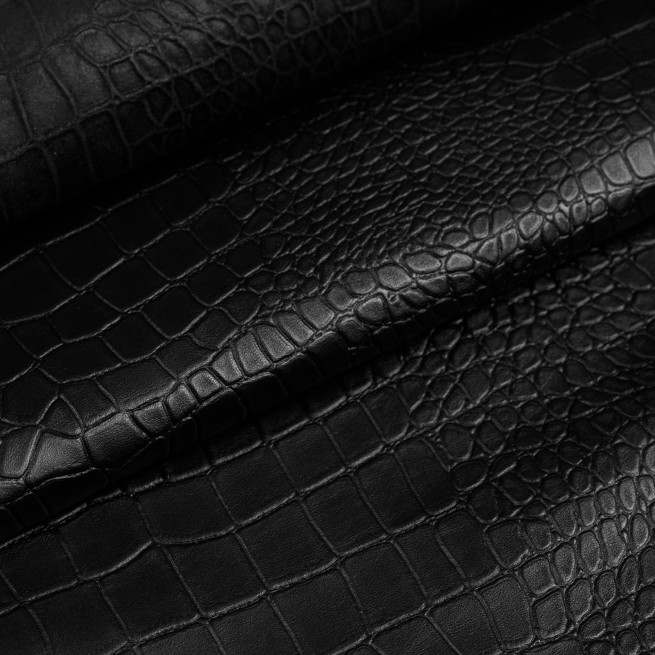 Шкіра одягова овчина STAMP CROCO чорний мат 0,5-0,7