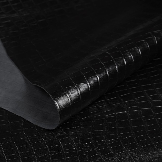 Шкіра ВРХ Крокодил ALIGO чорний глянець 1,1-1,3