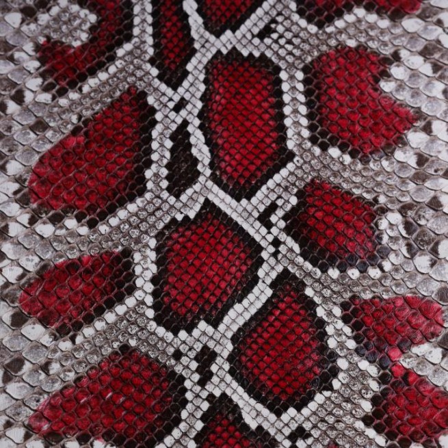 Пітон натуральний №17 білий з бордо