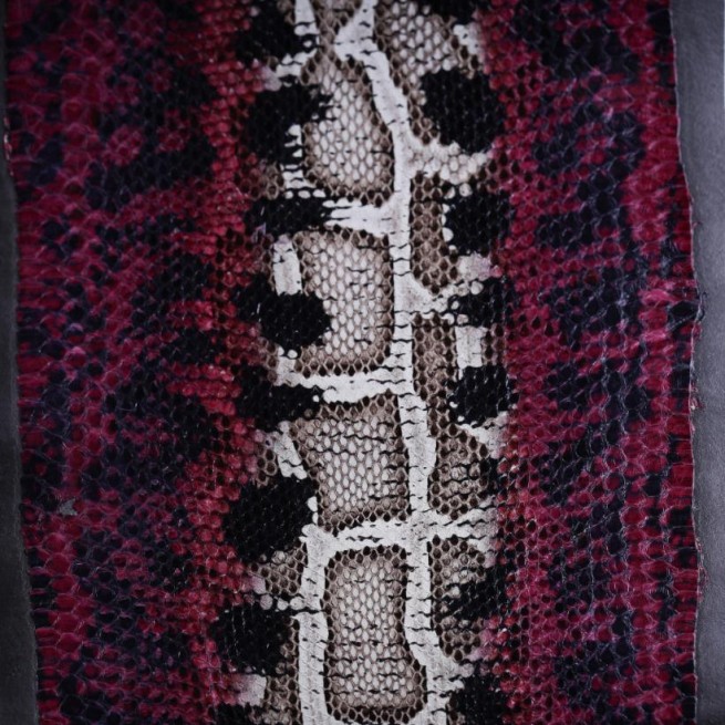 Пітон натуральний №6 бордо з білим на дублерині