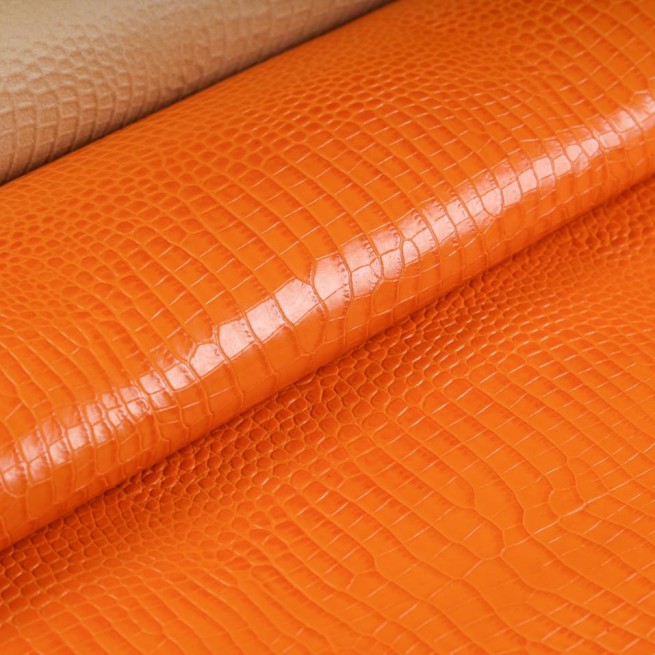 Шматок шкіри жовтий напівглянець STAMP CROCO mini  1,0-1,2 мм