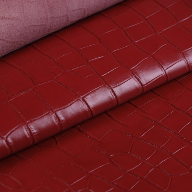 Шкіра ВРХ бордо STAMP CROCO Aligo 0,9-1,1 мм