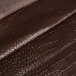 Шкіра одягова овчина STAMP CROCO коричневий PINECONE 0,6-0,7 п/глянс